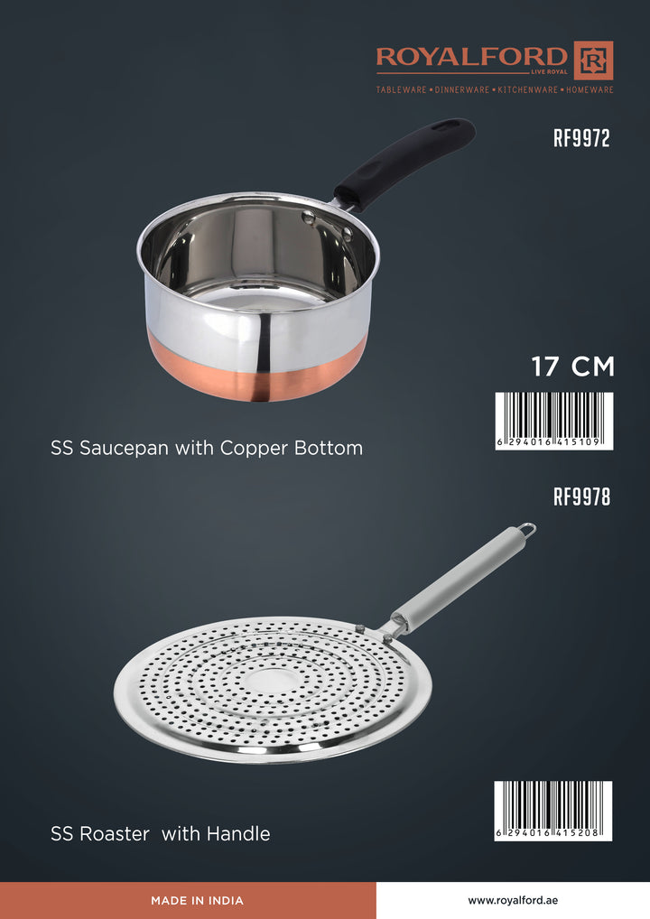 Stainless Steel Saucepan with Copper Bottom 17cm