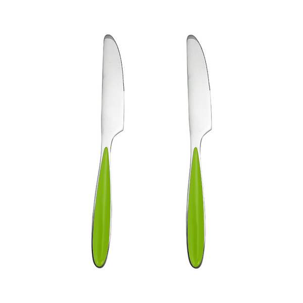 Tab Knife- Green & Silver - Stainless Steel 2 Piece