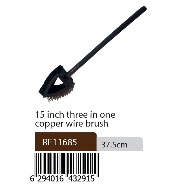 Three in One Copper Wire Brush - Best Camping and BBQ Grill Cleaning Tool