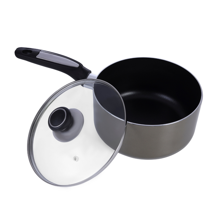 Toughened Glass Lid Saucepan, Stylish Design, PFOA Free 18Cm