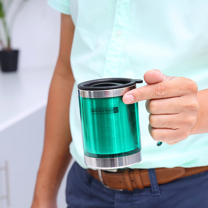 Travel Mug - Coffee Green Mug Tumbler with Handle and Lid 