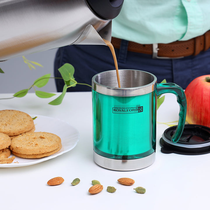 Travel Mug - Coffee Green Mug Tumbler with Handle and Lid 