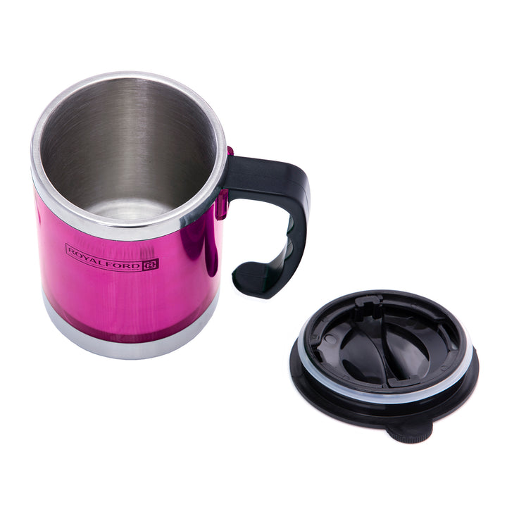 Travel Mug - Coffee Pink Mug Tumbler with Handle and Lid 290ml