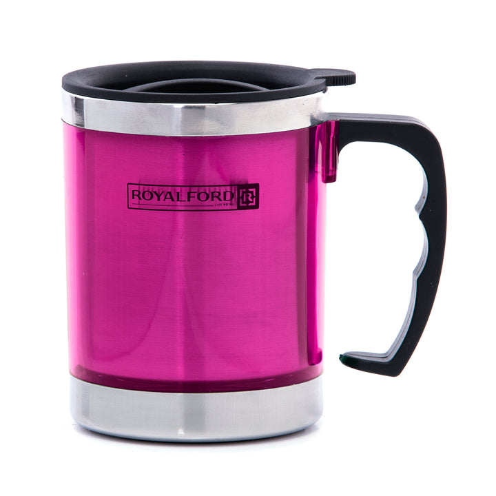 Travel Mug - Coffee Pink Mug Tumbler with Handle and Lid 290ml