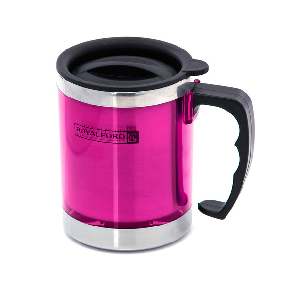 Travel Mug - Coffee Pink Mug Tumbler with Handle and Lid 290ml