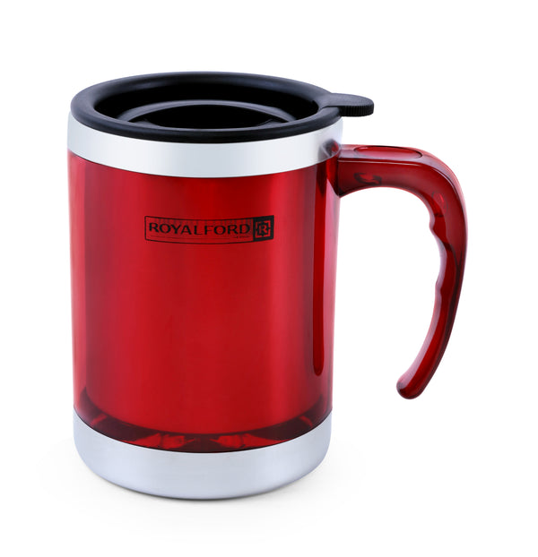 Travel Mug - Coffee Red Mug Tumbler with Handle and Lid 414ml