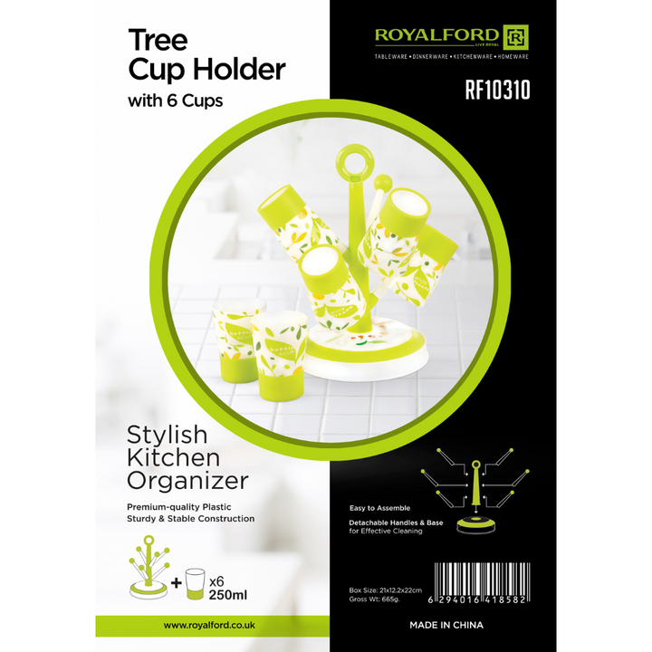 Tree Cup Holder with 6 Cups - Stylish Kitchen Organizer