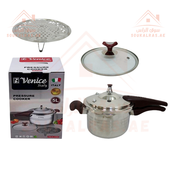 Venice 7L Pressure Cooker with Glass Lid and Steamer | High-Quality Italian Design