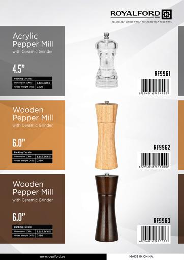 Wooden PepperMill with Grinder Brown 170ml