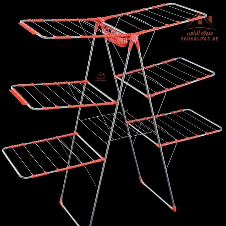 Abelia 3 - Tier Laundry Drying Rack | Durable steel with rust - resistant coating | 70x165 CM | Foldable | Made in Turkey - Souk Al Ras