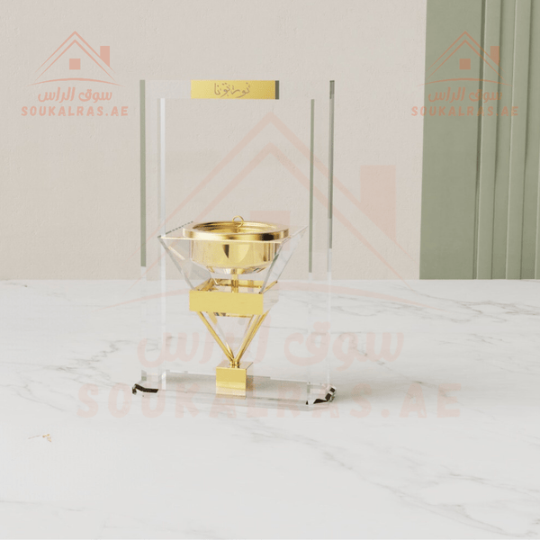 Acrylic Incense Burner Set with touch of gold Modern Aromatherapy Solutions - Souk Al RasHousehold