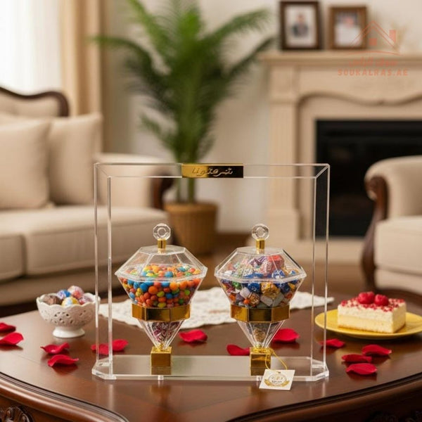 Acrylic Luxury Serving Set | Premium Acrylic Display | Dates, Sweets & Dry Fruit Stand | Multiple Colors| Perfect for presenting dates, chocolates, nuts, and sweets - Souk Al Ras