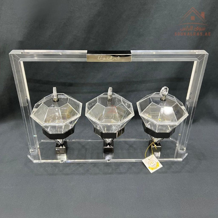 Acrylic Luxury Serving Set | Premium Acrylic Display | Dates, Sweets & Dry Fruit Stand | Multiple Colors| Perfect for presenting dates, chocolates, nuts, and sweets - Souk Al Ras