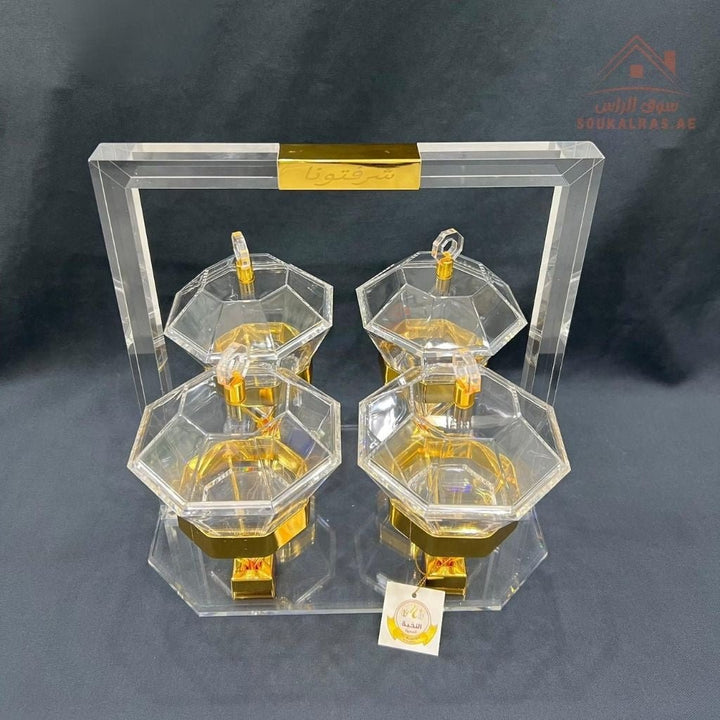 Acrylic Luxury Serving Set | Premium Acrylic Display | Dates, Sweets & Dry Fruit Stand | Multiple Colors| Perfect for presenting dates, chocolates, nuts, and sweets - Souk Al Ras