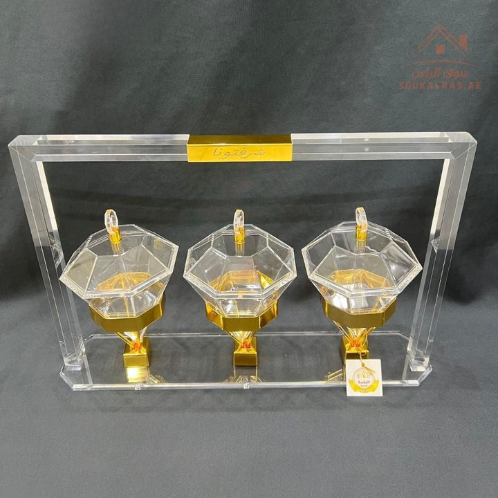 Acrylic Luxury Serving Set | Premium Acrylic Display | Dates, Sweets & Dry Fruit Stand | Multiple Colors| Perfect for presenting dates, chocolates, nuts, and sweets - Souk Al Ras