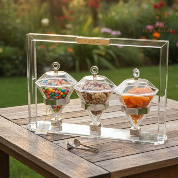 Acrylic Luxury Serving Set | Premium Acrylic Display | Dates, Sweets & Dry Fruit Stand | Multiple Colors| Perfect for presenting dates, chocolates, nuts, and sweets - Souk Al Ras