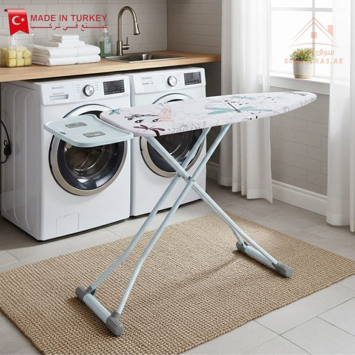 Adriana Ironing Board | Foldable Iron Board with Stable Steel Frame | Premium Home Use | Ideal for ironing shirts, abayas, trousers, dresses, linens and more - Souk Al Ras