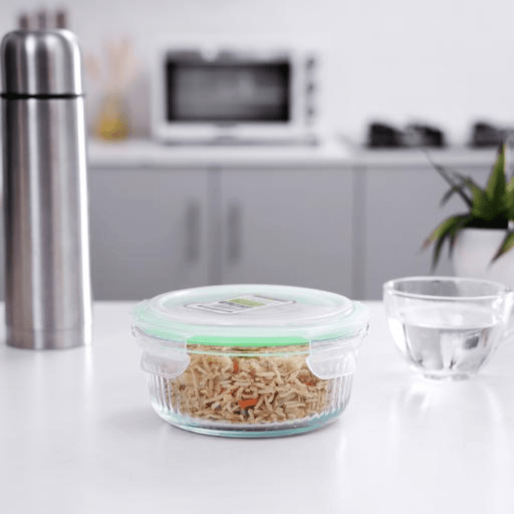 Airtight Glass Container - Portable Glass Round Container 400ml - Souk Al RasKitchen Accessories