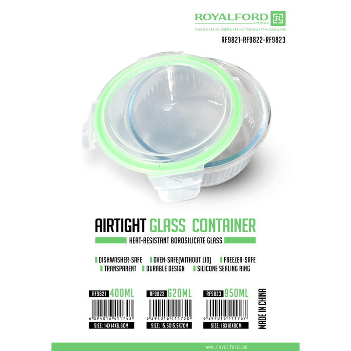 Airtight Glass Container - Portable Glass Round Container 400ml - Souk Al RasKitchen Accessories