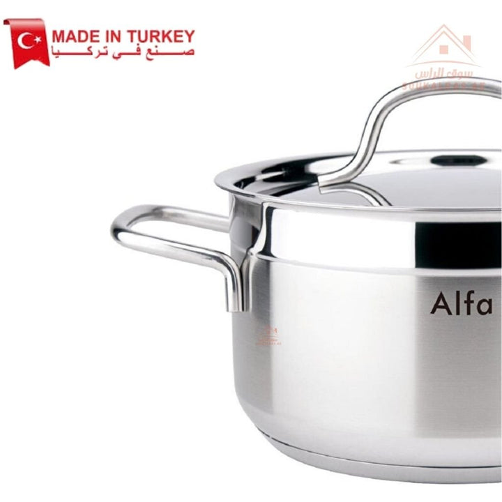 Alfa 10 - Piece Premium Stainless Steel Cookware Set | 18/10 Steel | Made in Turkey | Compatible with Gas, Electric & Induction - Souk Al Ras