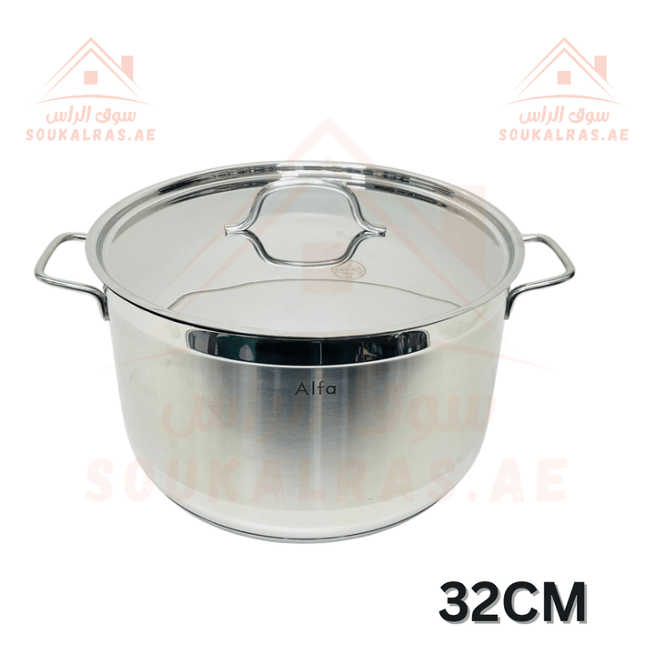 Alfa Casserole | 32cm 18/10 Stainless Steel Cookware | Premium Quality Kitchen Pot | Made in Turkey - Souk Al RasCookware Sets