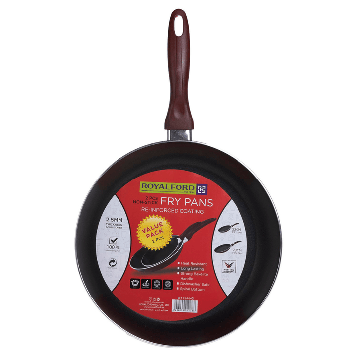 Aluminium Non - Stick Fry Pan 2Pcs (28 & 22Cm) - Souk Al RasPots & Pans