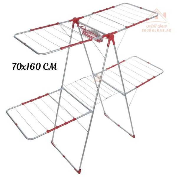 ANGELONIA 2 - Tier Laundry| Drying Rack Durable steel with rust - resistant coating| 70x160 CM | Foldable | Made in Turkey - Souk Al Ras