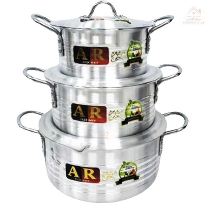 AR Cookware 19 - Piece Family Aluminum Cookware Set Durable Traditional Pots & Cooking Tools - Souk Al Ras