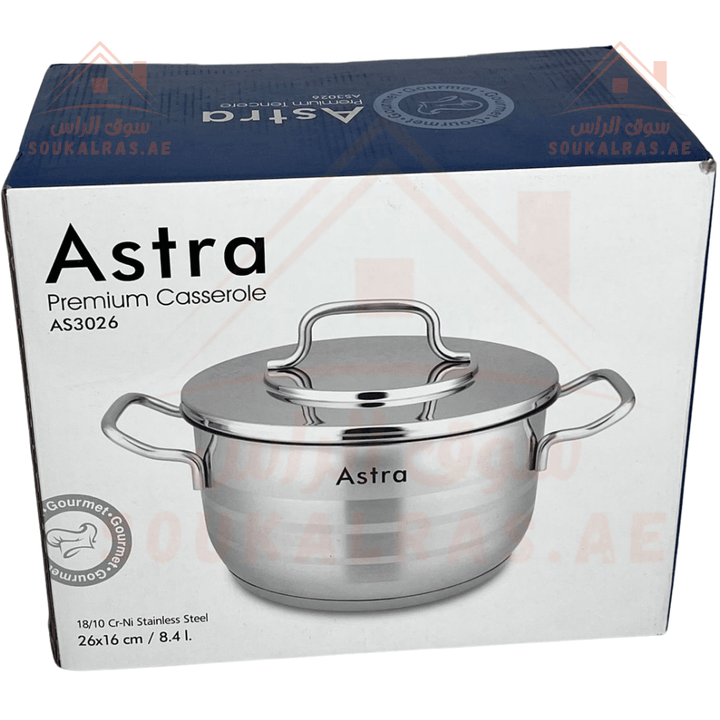 Astra Premium 8.4 L Pot | Premium Quality 10/18 Stainless Steel Cookware | Ideal for Modern Kitchens | Made in Turkey | 3 Years Warranty | HM model - Souk Al Ras