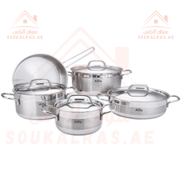 AVCI Alfa 9Pcs Stainless Steel 18/10 Cookware Set with Induction & Solar Base | Made in Turkey |5 - Year Warranty - Souk Al RasCookware Sets