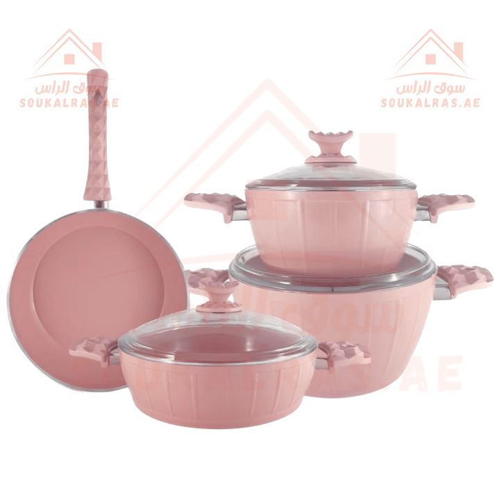 AVCI Home Maker FARAH 7 - Piece Cookware Set | Non - Stick Ceramic | Made in Turkey | PFOA - free| Size 20cm, 24cm Deep Pots, 26cm Low Pot & Fry Pan - Souk Al Ras