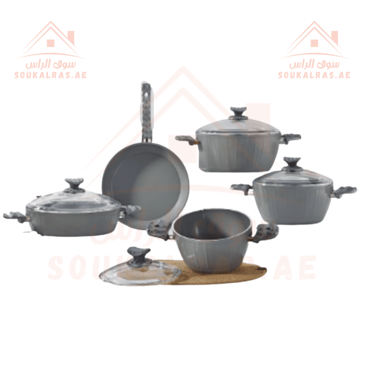 AVCI Home Maker FARAH 9 - Piece Cookware Set | Non - Stick Ceramic Surface | Made in Turkey | PFOA Free | Sizes 20cm, 24cm, 28 cm , 28 cm, 28 cm | | Premium Quality - Souk Al Ras