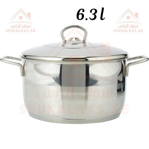 AVCI Maxima Stainless Steel 18/10 Casserole 6.3 L Durable and Versatile Cookware - Heat - Resistant Handles - made in turkey. - Souk Al Ras