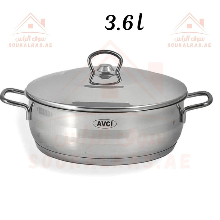 AVCI Maxima Stainless Steel 18/10 LOW Casserole 3.6LT | Durable and Versatile Cookware | Made in Turkey - Souk Al Ras