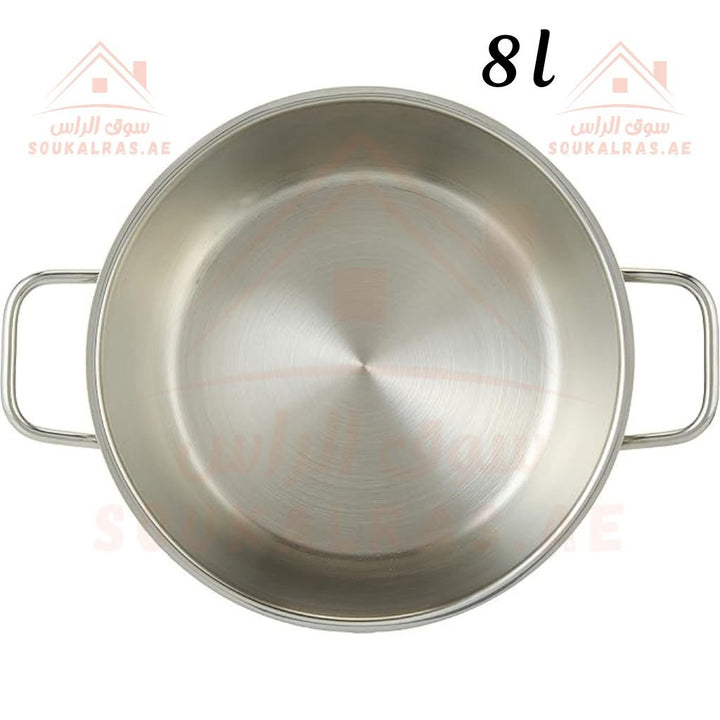 AVCI Maxima Stainless Steel Casserole 8 L Durable and Versatile Cookware - Heat - Resistant Handles - made in turkey. - Souk Al Ras