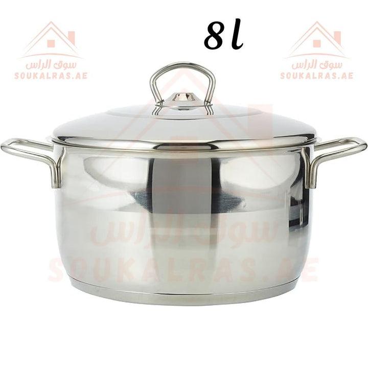 AVCI Maxima Stainless Steel Casserole 8 L Durable and Versatile Cookware - Heat - Resistant Handles - made in turkey. - Souk Al Ras