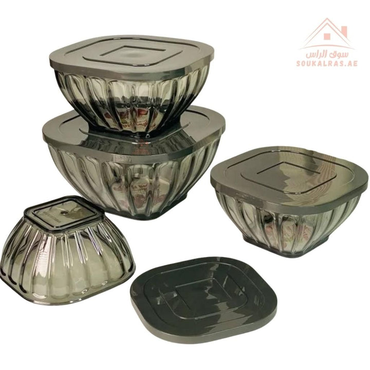 Balance 4 - Piece Salad Bowl Set | Airtight Lids | Durable & Elegant Design, Ideal for serving or storage - Souk Al Ras