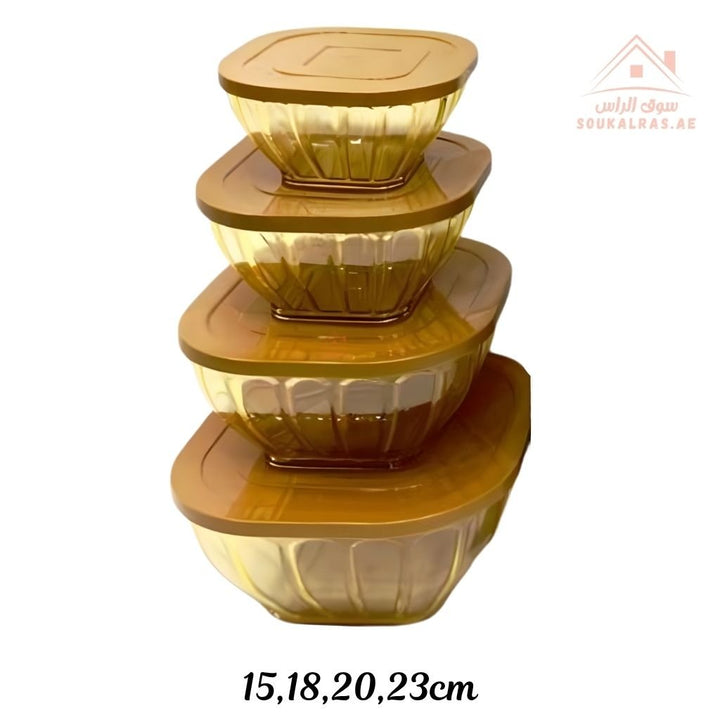 Balance 4 - Piece Salad Bowl Set | Airtight Lids | Durable & Elegant Design, Ideal for serving or storage - Souk Al Ras