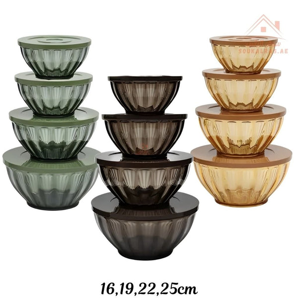 Balance 4 - Piece Salad Bowl Set | Airtight Lids | Durable & Elegant Design, Ideal for serving or storage - Souk Al Ras