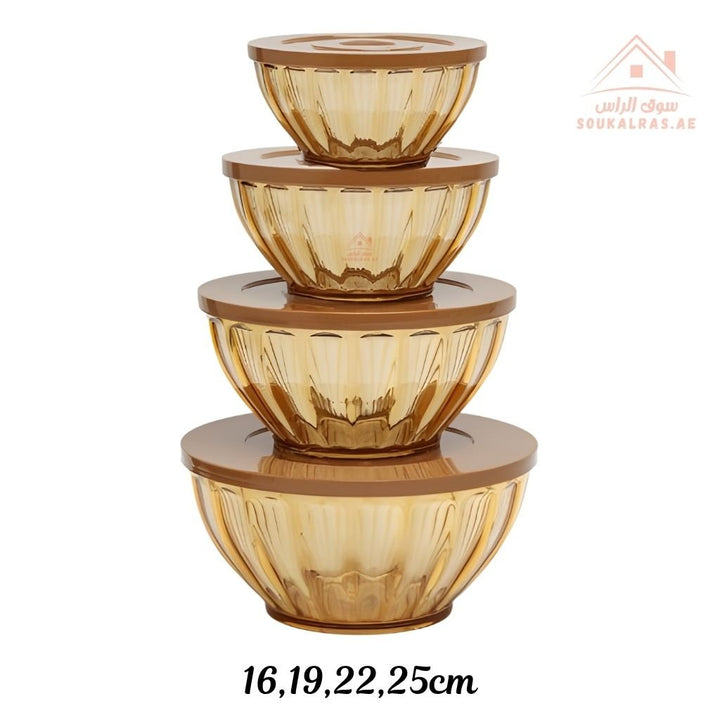Balance 4 - Piece Salad Bowl Set | Airtight Lids | Durable & Elegant Design, Ideal for serving or storage - Souk Al Ras