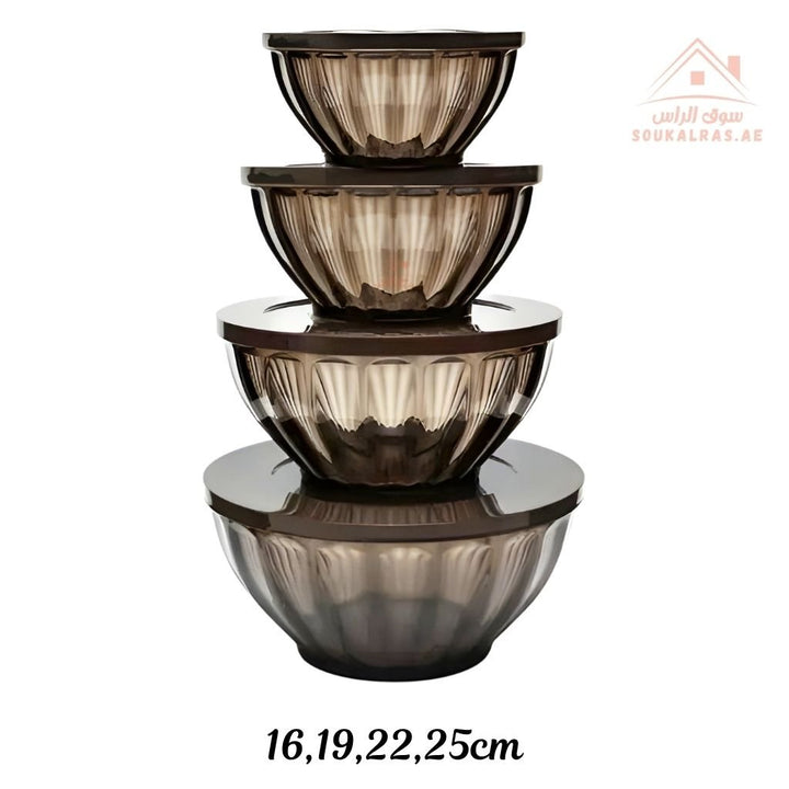 Balance 4 - Piece Salad Bowl Set | Airtight Lids | Durable & Elegant Design, Ideal for serving or storage - Souk Al Ras