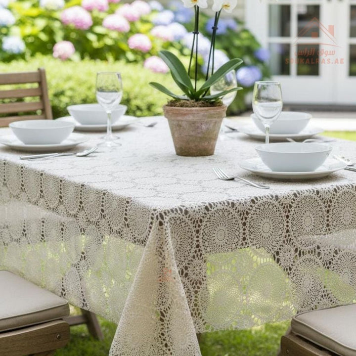 Beige Pearl PVC Table Cover | 137cm x 18m | Waterproof & Durable Roll for Dining Tables | Flexible, easy to cut, and reuse - Souk Al Ras