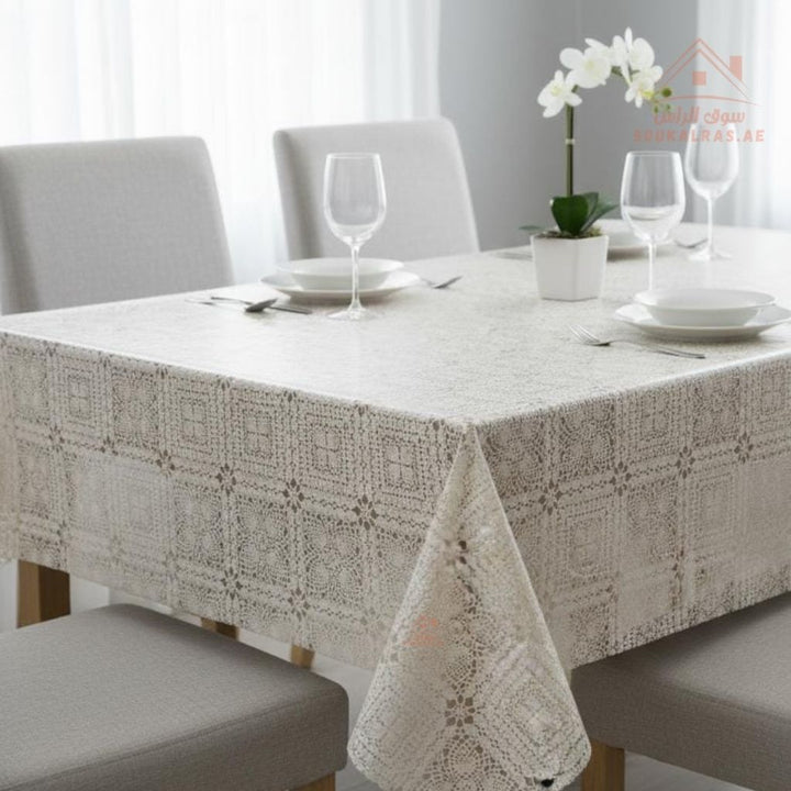 Beige Pearl PVC Table Cover | 137cm x 18m | Waterproof & Durable Roll for Dining Tables | Flexible, easy to cut, and reuse - Souk Al Ras