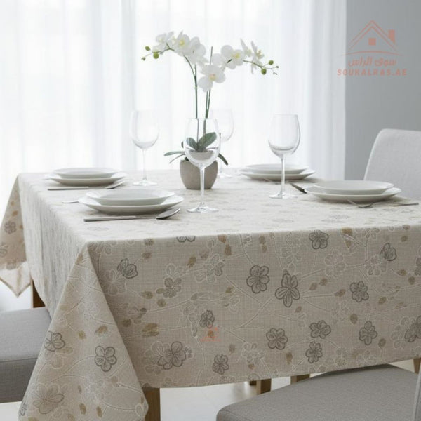 Beige Pearl PVC Table Cover | 137cm x 18m | Waterproof & Durable Roll for Dining Tables | Flexible, easy to cut, and reuse - Souk Al Ras