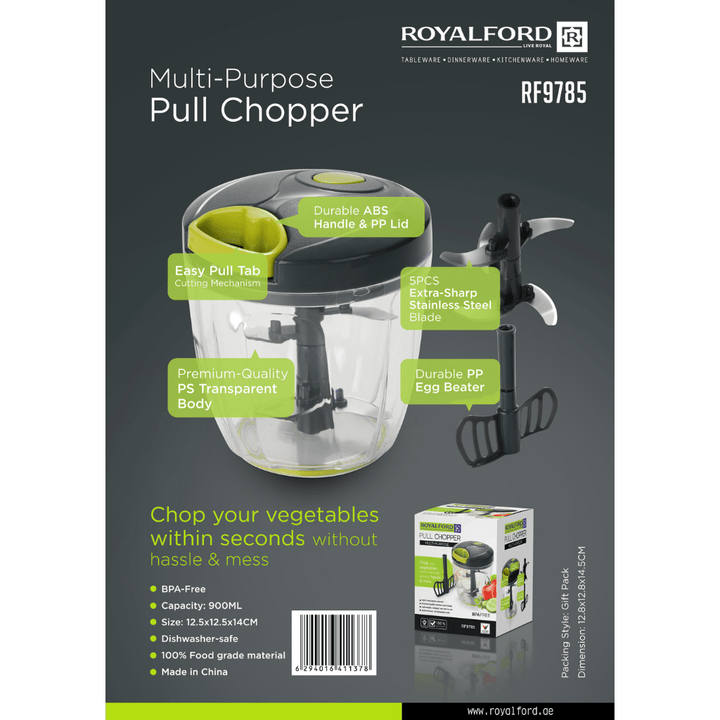 Blade Multi - Purpose Pull Chopper - Black & Green | High Quality | easy to use - Souk Al RasKitchen Tools & Utensils