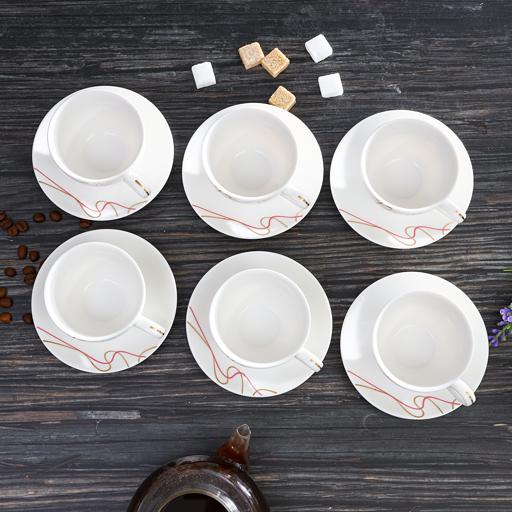 Bone China Porcelain Cup & Saucer 12 Pieces - Souk Al RasCups & Saucer Sets