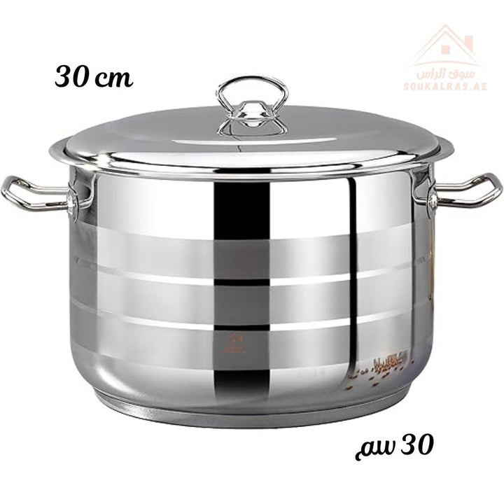 Bonera 30CM heavy - duty casserole. 18/10 stainless steel, perfect for meals, stews, and curries. Made in Turkey - Souk Al Ras