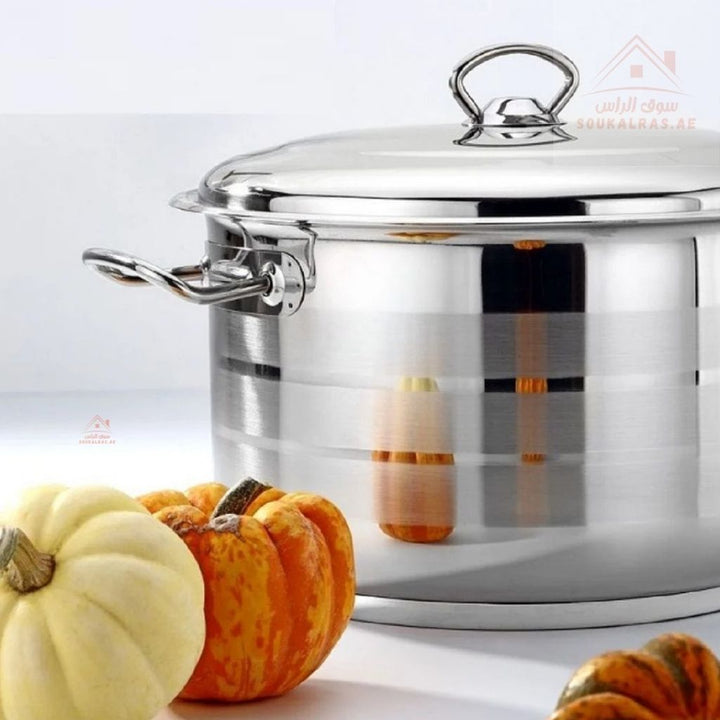 Bonera 30CM heavy - duty casserole. 18/10 stainless steel, perfect for meals, stews, and curries. Made in Turkey - Souk Al Ras