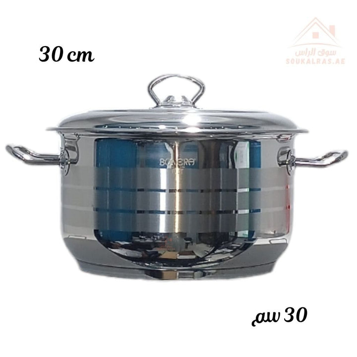 Bonera 30CM heavy - duty casserole. 18/10 stainless steel, perfect for meals, stews, and curries. Made in Turkey - Souk Al Ras
