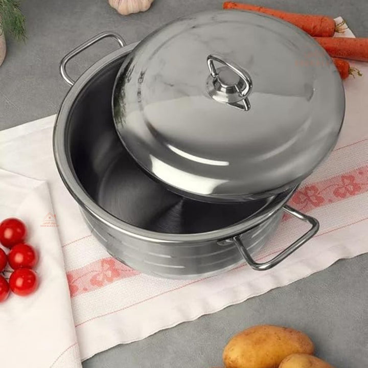 Bonera 30CM heavy - duty casserole. 18/10 stainless steel, perfect for meals, stews, and curries. Made in Turkey - Souk Al Ras